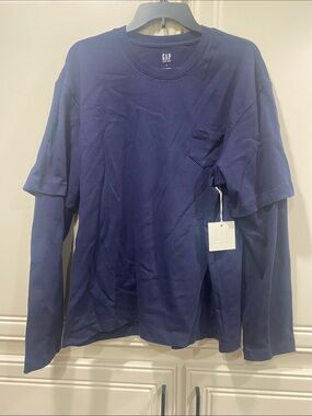 NWT gap x sandy liang navy blue long sleeve size large oversized